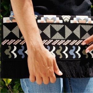 Stella & Dot Black and Multicolor Clutch